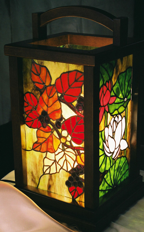 四季の花の行燈 みきblog ステンドグラス工房の一日 みきデザイン工房