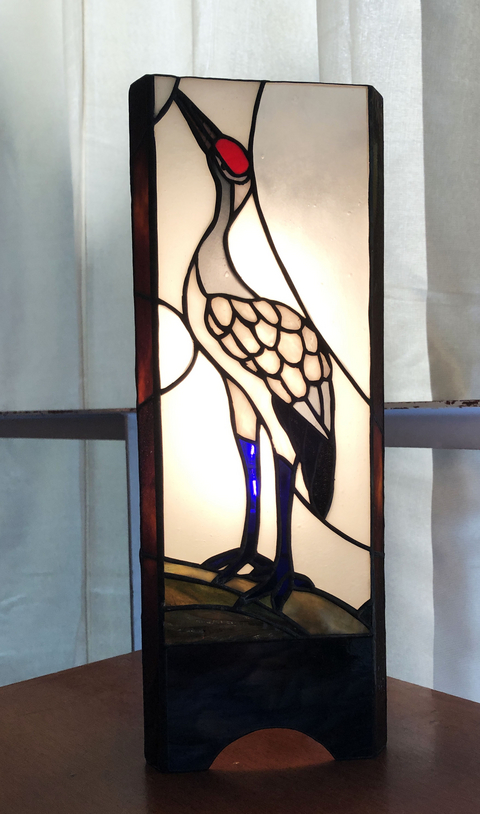 【 村瀬可衣 】ステンドグラス 丹頂鶴